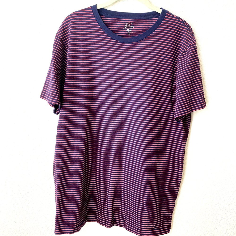 J.Crew Mens Striped Short Sleeve Cotton Shirt Size Large G4